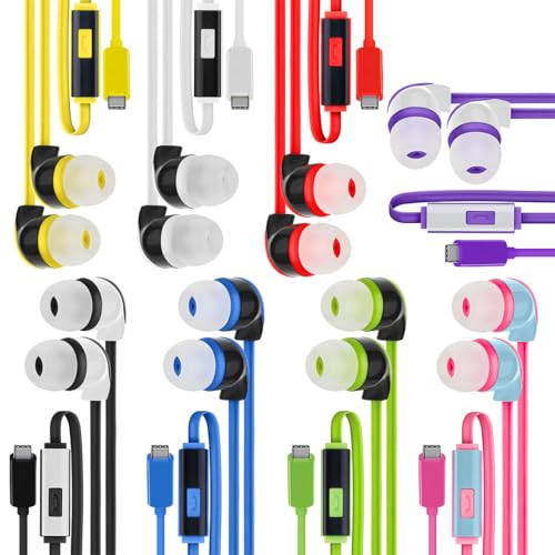 50 Pack Bulk USB C Headphones with Mic, Type C Wired Earbuds Noise Cancelling Earphones Compatible with iPhone 16/15 Pro Max Plus, iPad Pro, Galaxy S23/S22/S21/Ultra, Pixel 8/7/6, Kindle Fire Max 11