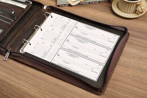 Personalized 3 Ring Check Binder, Engraved Business Checkbook Holder, Zippered for 3 & 9 Holes Checks, 3 on a Page, Dark Khaki - Custom - color: Dark Khaki-2, size: Custom