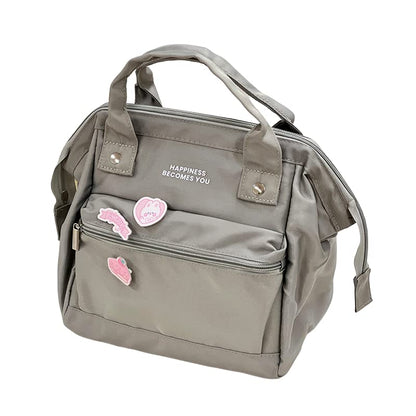 Kawaii Lunch Bag with Kawaii Pins Cute Aesthetic Lunch Bag for Women Girls Large Insulted Tote Bag Kawaii School Supplies (Gray,Small) - color: Gray