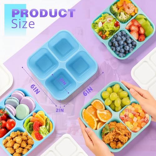 4 Pack Snack Containers Bento Box Adult Lunch Box,Meal Prep Container, Reusable Food Storage lunch Containers Stackable for Work, Travel and Gym (Blue, Green) - color: Blue, Green
