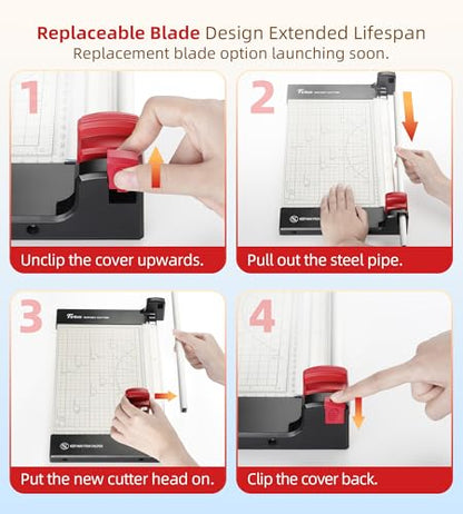 Firbon 12" Rotary Paper Trimmer with Replaceable Blade, Heavy Duty 6-Sheet Capacity Cutter for Cardstock, Photos, Scrapbooking, Office, School & Studio