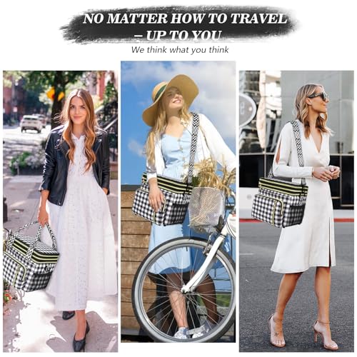 LOKASS Lunch Box for Women-16L-Insulated Lunch Bag Women, Expandable Double-layer Leakproof Cooler Bag with Upgrade Adjustable Shoulder Strap Ideal for Work/Travel/Picnics（Black&White Check） - color: Black&White Check