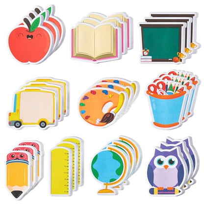 Xqumoi 30 Pack Back to School Sticky Notes Classroom Office Home Supplies | Self-Adhesive Writing Memo Pad, Daily Reminders Notepad, Welcome Back Gift, Pencil Ruler Book Blackboard Shaped, for Kid Teen - style: Back to School (Style 1)