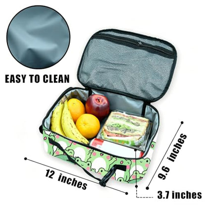 Frog Lunch Box Insulated Reusable Lunch Bag Tote Cooler for Women Men Boy Girl School Work Office Picnic - color: Frog