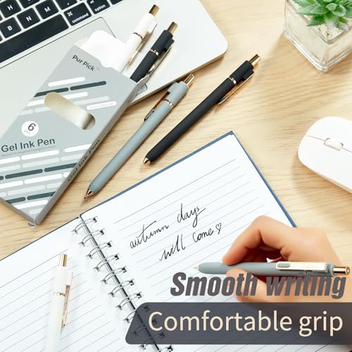 Aesthetic Gel Pens Set, 6PCS 0.7mm Quick Dry Black Ink Pens, Smooth Writing Retractable Journaling Pens, Cute Office School Supplies for Women, Nurses, Teachers & Students - color: Classic - 6 pcs