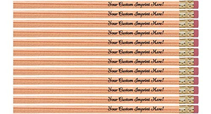 Express Pencils™ Personalized Pencils - Round - Custom Imprinted - 12 piece pkg - Made in USA -Customizable (Natural) - color: Natural