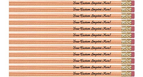 Express Pencils™ Personalized Pencils - Round - Custom Imprinted - 12 piece pkg - Made in USA -Customizable (Natural) - color: Natural