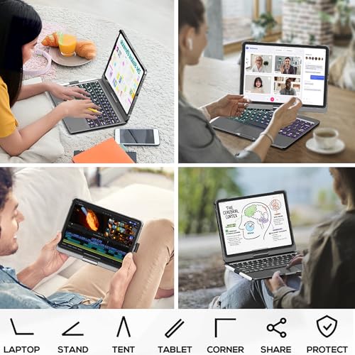 edaiser Swivel Keyboard Case for iPad Pro 11-inch M5 M4 (2025 2024) Gray | 360° Rotatable Protective Cover with Pencil Holder | Multi-Touch Trackpad | RGB Backlit | A3357 A3358 A3359 A2836 A2837 A3006 - color: Space Gray, size: iPad Pro 11" (M4/M5)
