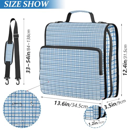 Geometric Cross-Hatched Stripes Zipper Binder 3 Ring 1.5 Inch School Binder Organizer with Shoulder Strap Handle File Folder Pockets Large Capacity Students Girl Boy Men Office Work - color: Geometric Cross-hatched Stripes
