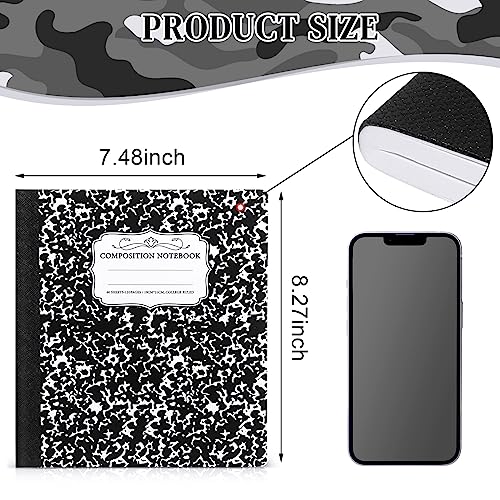 Seajan 20 Pack Composition Notebooks, Wide Ruled Paper, 7-1/2" x 9-3/4" Marble Hard Covers, 60 Sheets, Composition Notebooks Bulk for Students Back to School Adults Office Supplies(Black) - color: Black