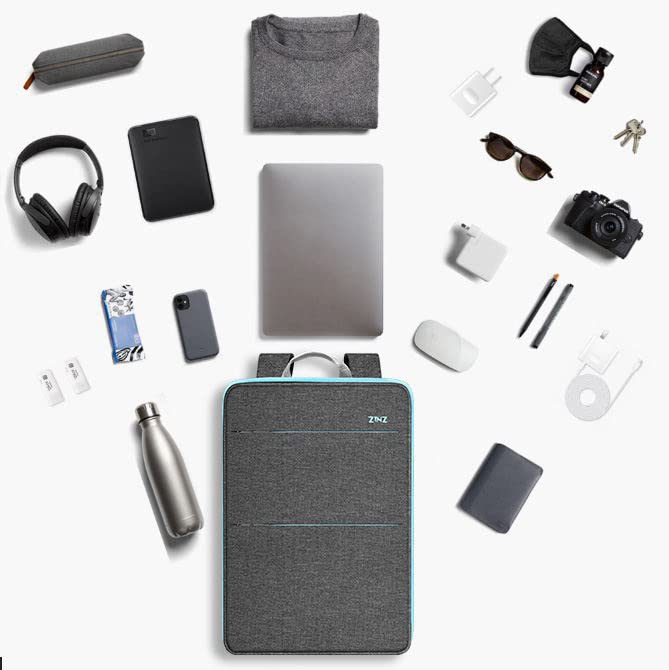 ZINZ Slim & Expandable Laptop Backpack Water Resistant Backpack Travel Backpack Compatible with MacBook Air/Pro/Neo 13-14 inch, XPS 13/14, Surface 13.5" and Most 13-14 Notebooks，G01BL01 - color: G01bl01, size: 13"-14"