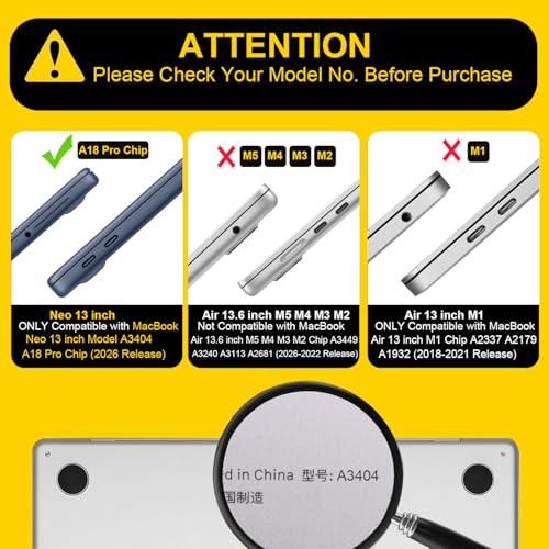 Compatible with MacBook Neo 13 inch Case 2026 Release Model A3404 Cover, Ultra-Thin Pattern Plastic Hard Shell Case Keyboard Cover Screen Protector Dust Plug, Astronauts Space Dog - color: Astronauts Space Dog