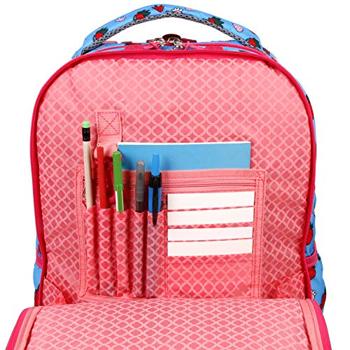 J World Duo Kids Rolling Backpack With Lunch Box Set. School Bookbag on Wheels, Strawberry - color: Strawberry