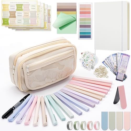 Vienrose Bible Journaling Kit, Bible Study Supplies, Book Annotation Kit, Bible Highlighters and Pens No Bleed, 75 Bible Tabs Notebook Christmas Christian Gifts, Bible Journaling Supplies for Women | Bible highlighters no bleed, Bible study supplies, Sinc