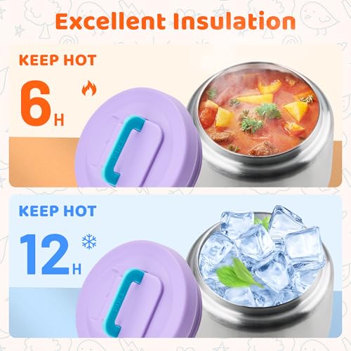JXXM Lunch Box for Kids With 8oz Soup Thermo, Leak-proof Lunch Container with 2 Compartments, Thermo Food Jar Food Containers for Back to School Girls Boys (Purple) - color: Purple