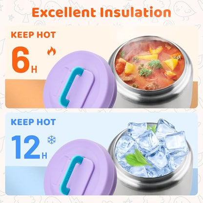 JXXM Lunch Box for Kids With 8oz Soup Thermo, Leak-proof Lunch Container with 2 Compartments, Thermo Food Jar Food Containers for Back to School Girls Boys (Purple) - color: Purple
