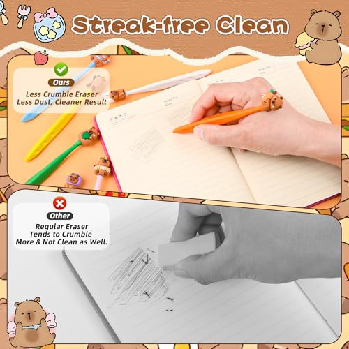 48 Pcs Cute Capybara Bobblehead Eraser for Pencils Kawaii Erasers Cute Fun Cartoon Erasers Supplies Birthday Classroom Gifts - style: New Capybara