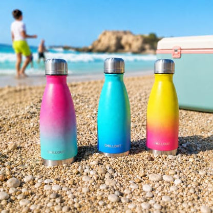 CHILLOUT LIFE 12oz Kids Insulated Stainless Steel Water Bottle, Leak Proof | Small Metal Water Bottle, Keeps Drinks Cold 24H & Hot 12H, Leak-Proof Screw Lid, Perfect for School, Travel & Sports - color: Ocean Blue