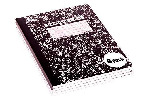 Mintra Office Composition Books - Sturdy Flexible Cover (4 Pack, Black Marble Comp - Wide Ruled) - color: Black Marble Comp - Wide Ruled, size: 4 Pack