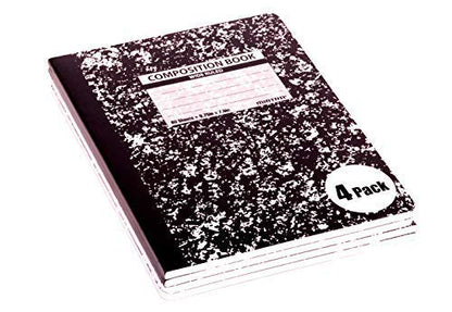 Mintra Office Composition Books - Sturdy Flexible Cover (4 Pack, Black Marble Comp - Wide Ruled) - color: Black Marble Comp - Wide Ruled, size: 4 Pack