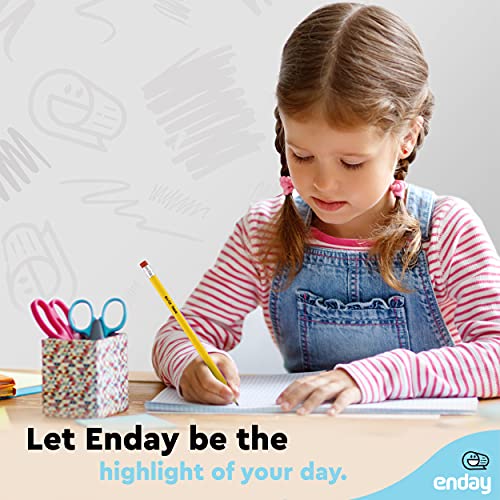 Enday Pencils 2 Wood Cased, Pre Sharpened Yellow Pencils #2 with Latex-Free Eraser, Durable School and Drawing Graphite Pencil, No 2 Soft Pencils for Kids and Adults, Box of 12