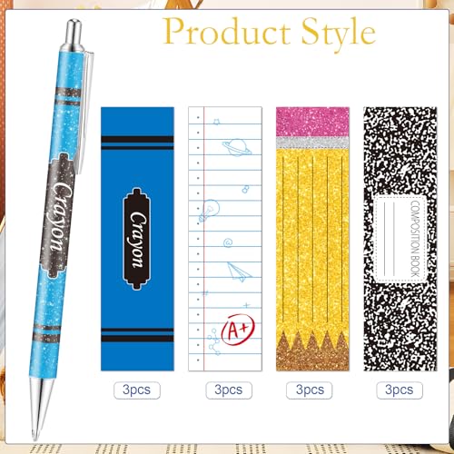 Teachers Ballpoint Pens Gifts - 16 Pcs Teacher Appreciation Set Back to School Retractable Writing Ball Point Pen Thank You Gift for Women Classroom Student Coworker Office Party Supplies - style: Teachers