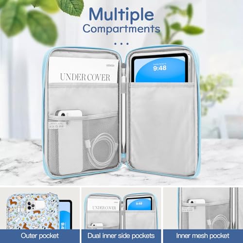 Dadanism 9-11 Inch Tablet Sleeve Bag Carrying Case, Blue+Dog | Fits iPad (A16) 11th Gen 11", iPad 10th Gen 10.9" Air 5/4, iPad Air M4/Pro 11", iPad 9/8/7th 10.2", Galaxy Tab A11+ Plus 11" - color: Blue+Dog, size: 9-11 inch