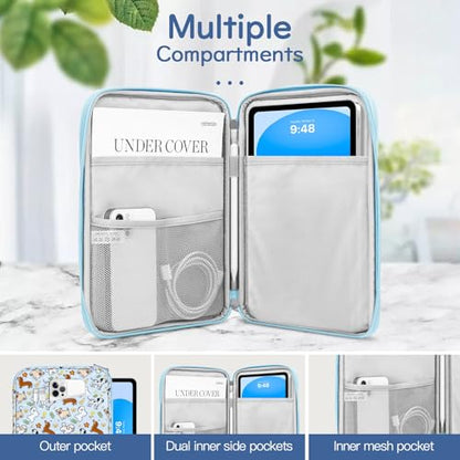 Dadanism 9-11 Inch Tablet Sleeve Bag Carrying Case, Blue+Dog | Fits iPad (A16) 11th Gen 11", iPad 10th Gen 10.9" Air 5/4, iPad Air M4/Pro 11", iPad 9/8/7th 10.2", Galaxy Tab A11+ Plus 11" - color: Blue+Dog, size: 9-11 inch