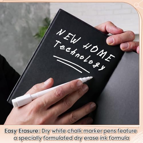 200 Pcs White Dry Erase Markers Pens Dry Erase Marker with Eraser Cap White Chalk Markers Pens Fine Point Tip Erases Marker Bulk Low Odor Blackboard Marking Pen for Office School Home