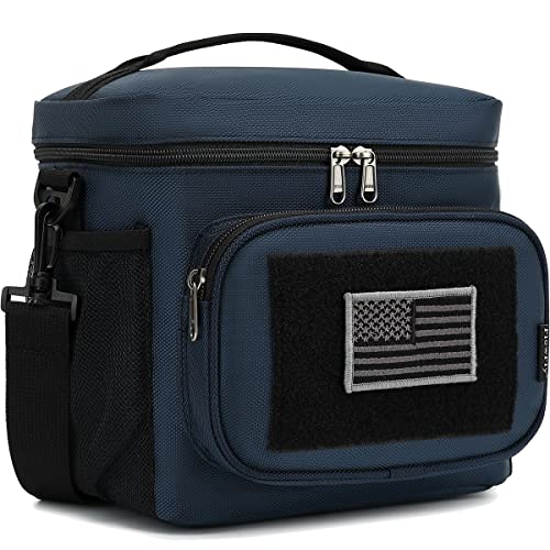 FlowFly Lunch Bag, Insulated Cooler, Thermal Lunch Box Tote with MOLLE/PALS Webbing, Adjustable Padded Shoulder Strap, for Tactical Men Women Adults and Boys Girls Kids (Cyan, Medium) - color: Cyan, size: Medium
