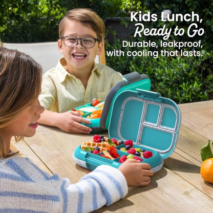Bentgo Chill Kids Leakproof Lunch Box - 4-Compartment Bento Box with Built-In Ice Pack, 3.3 Cup Capacity, BPA-Free, Microwave & Dishwasher Safe Tray, Ages 3–7 (Truly Teal) - color: Confetti Edition - Truly Teal
