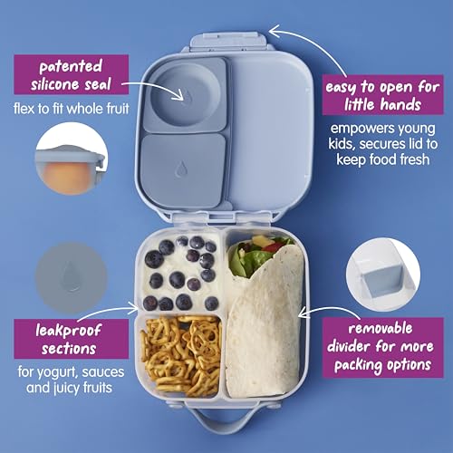 b.box Mini Lunch Box Kids | 4.25 Cup Leak Proof Bento Box for Kids Ages 3+ | 3 Compartment Snack Containers, School Lunch Container, Dishwasher Safe, BPA-Free, PFAS-Free - Chill Out - color: Chill Out, size: 1-pack