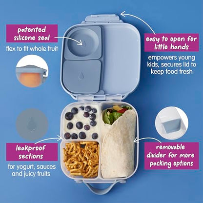 b.box Mini Lunch Box Kids | 4.25 Cup Leak Proof Bento Box for Kids Ages 3+ | 3 Compartment Snack Containers, School Lunch Container, Dishwasher Safe, BPA-Free, PFAS-Free - Chill Out - color: Chill Out, size: 1-pack