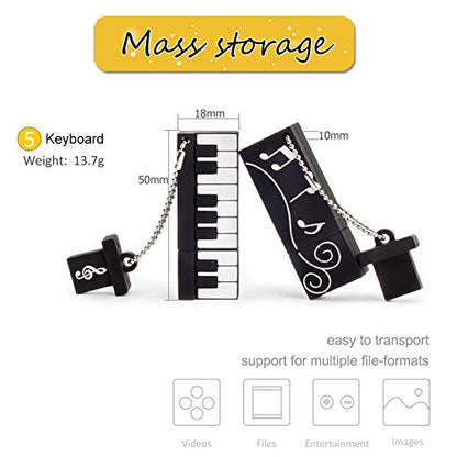 5x16GB USB Flash Drive Musical Instruments USB 2.0 Memory Stick Pen Drive(Yellow Guitar,Red Guitar,Cello,Violin,Piano) - color: 5xMusical instruments, size: 16GB