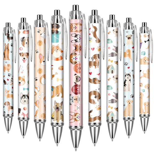 Dog Ballpoint Pens Gifts - School Office Retractable Supplies 24 Pcs Cute Gifts Bulk Black Ink Smooth Fine Point Writing Pen Colorful Graduation Birthday Gift for Women Men Teacher Students - style: Dog