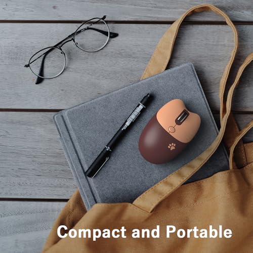 Cute Cat Wireless Mouse, 2.4GHz Wireless Silent Mouse, USB Receiver Plug and Play, 3 Adjustable DPI, Compatible with Notebook, PC, Laptop, Computer- Coffee Colorful - color: Coffee
