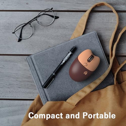 Cute Cat Wireless Mouse, 2.4GHz Wireless Silent Mouse, USB Receiver Plug and Play, 3 Adjustable DPI, Compatible with Notebook, PC, Laptop, Computer- Coffee Colorful - color: Coffee