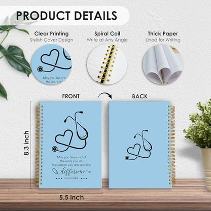 Fewgb Blue Nurse Spiral Notebook Gifts, RN Appreciation Thank You Gifts for Nurses Week Hardcover Lined Notebooks Journal for Office Work, Nursing School Student Future Nurse Notebook A5 5.5x8.3 - color: nurse-blue