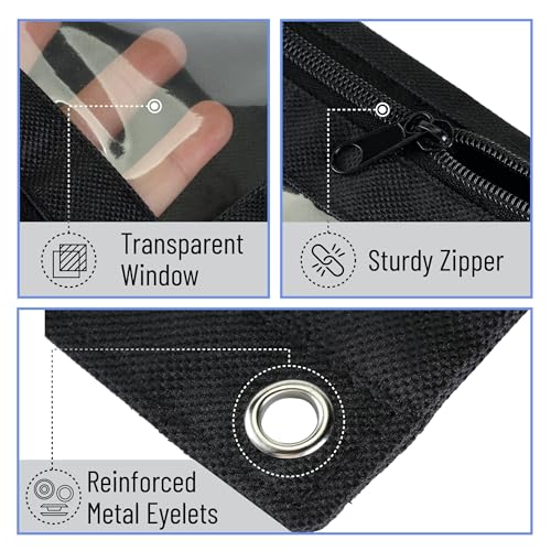 Mr. Pen- Pencil Pouch for 3 Ring Binder, 30 Pack, 10"x6.75", Smooth Zipper | Clear Window, Bulk Large Capacity Pencil Case with 3 Reinforced Grommets for School, Office, Supplies Storage | Clear Window, Bulk Large Capacity Pencil Case with 3 Reinforced Gr