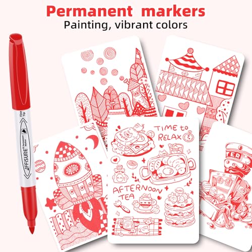 Red Permanent Markers Bulk, 75 Count, Quick Drying and Fade Resistant, Fine Point Marker works on Paper, Plastic, Metal, Wood, Perfect for Classroom, Home, Office - size: 1 Count (Pack of 75)