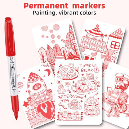 Red Permanent Markers Bulk, 75 Count, Quick Drying and Fade Resistant, Fine Point Marker works on Paper, Plastic, Metal, Wood, Perfect for Classroom, Home, Office - size: 1 Count (Pack of 75)