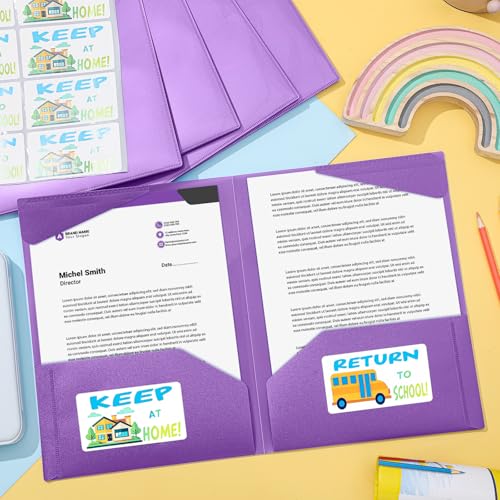 Henoyso 24 Pack Take Home Folders with 2 Pockets and Tabs, Plastic Classroom Communication Homework Folder School-to-Home with Clear Front Pocket for Students Parent Teacher Connector (Purple) - color: Purple