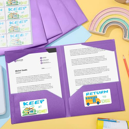Henoyso 24 Pack Take Home Folders with 2 Pockets and Tabs, Plastic Classroom Communication Homework Folder School-to-Home with Clear Front Pocket for Students Parent Teacher Connector (Purple) - color: Purple