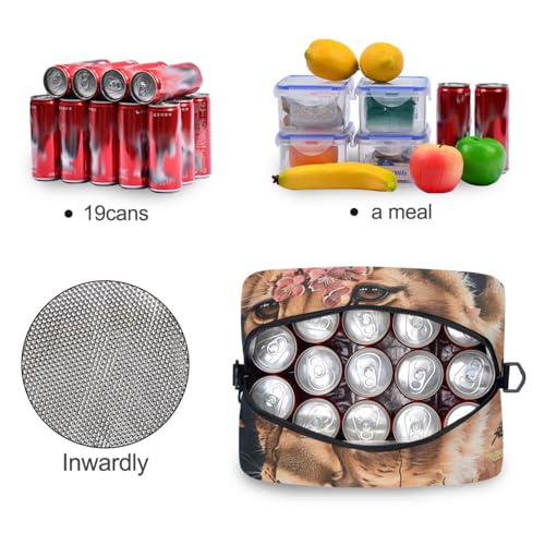 ALAZA Cute Lion Flowers Butterflies Insulated Lunch Bag Women Men Portable Reusable Cooler Lunch Tote Bag for Work Office Picnic College - color: Multi 12