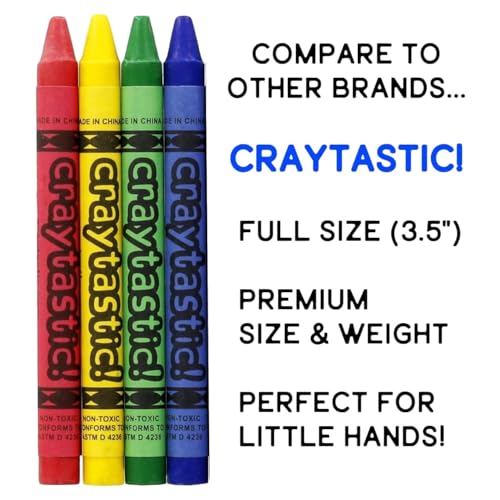 Craytastic! 52 Sets of 4-Packs in Cello (208 Count total bulk Crayons) - Large Box of Crayons Bulk For School Teachers, Restaurants, Party Favors, Crayon Packs, Non-Toxic