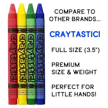 Craytastic! 52 Sets of 4-Packs in Cello (208 Count total bulk Crayons) - Large Box of Crayons Bulk For School Teachers, Restaurants, Party Favors, Crayon Packs, Non-Toxic