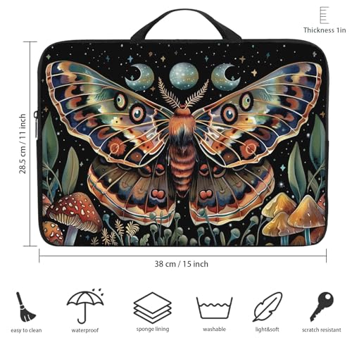 Laptop Sleeve Bag with Handle Computer Protective Soft Cover Case for 14 Inch 13 Inch Laptop,Art Butterfly Moon - color: Art Butterfly Moon