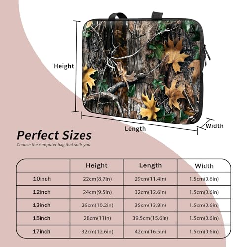 Laptop Sleeve Case Bag 13 inch, Camo Leaf Slim Carrying Case Durable Handbag Travel Laptop Bag for 13 inch MacBook Air M3/M2/Pro M2/ 13" iPad Pro/Air M4/M2 2024 - color: Camo Leaf, size: 13 inch