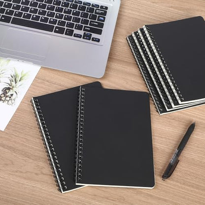 miikoul 100 Packs A5 Spiral Notebooks, Black Ruled Notebooks Bulk, 8.0"×5.6", 60 Sheets/120 Pages, Hardcover Lined Journal Notepad Travel Notebooks for Office and Back to School Supplies - color: Black, size: 100 Pack