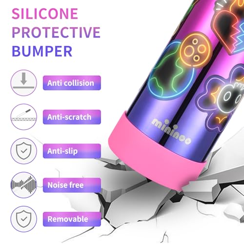 Mininoo Kids Water Bottle, Girls Water Bottles for School, 16oz Stainless Steel Metal Water Bottle with Straw Lid - color: 16oz Specular Punch/Purple, size: 16 Ounces